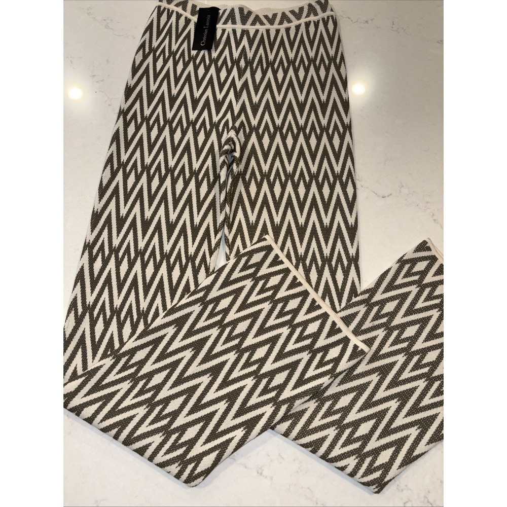 Christian Lacroix Chevron Wide Leg Sweater Pants Women's S Pull On Designer‎ NWT